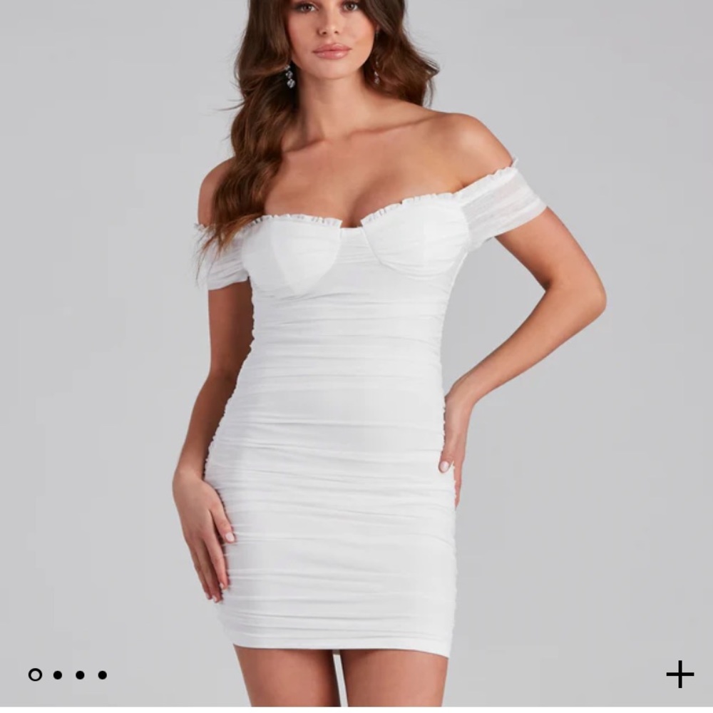 white Windsor stunning sweetheart mesh mini bodycon dress graduation dress